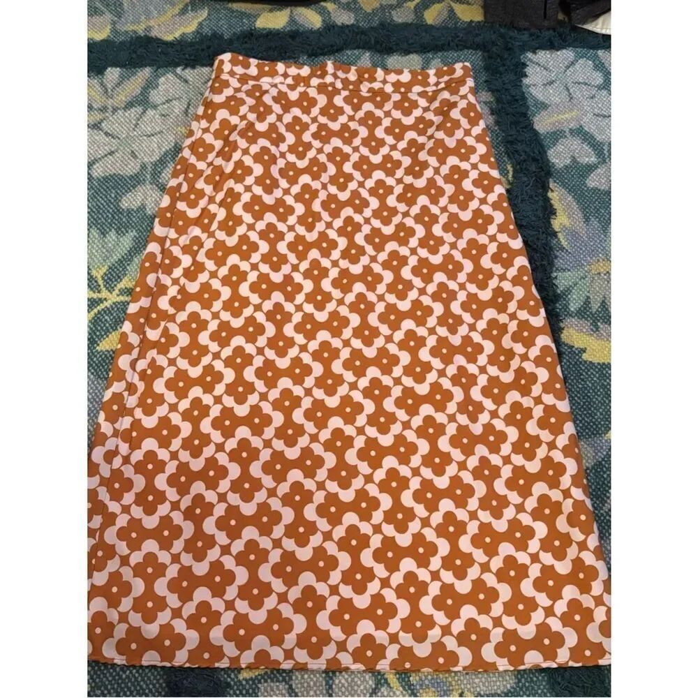 Anthropologie Hutch Printed Floral Orange Midi Skirt - Size 4